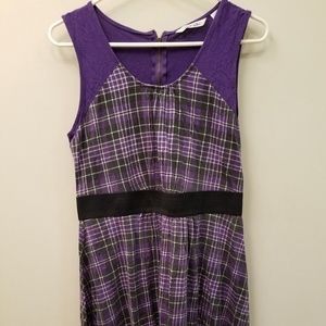 Purple Plaid Dress Zips in the Back